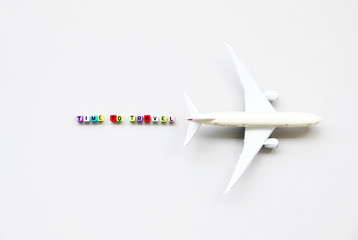 Time to travel Concept and airplane
Model,Top view,minimal style