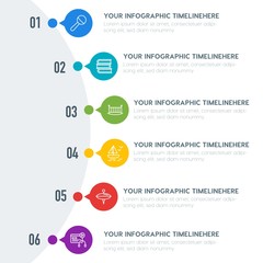 Flat education, travel, kids and toys infographic timeline template with 7 options for presentations, advertising, annual reports