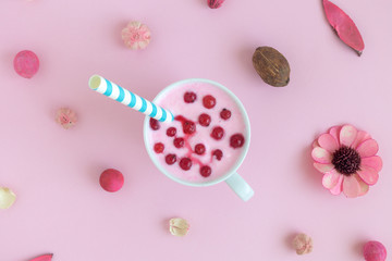 Flat lay of natural drink smoothie abstract