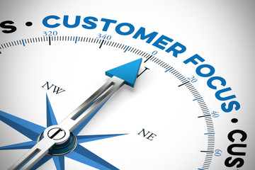 Englisch slogan "Customer focus" (Kundenorientierung)