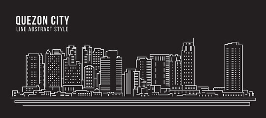 Cityscape Building Line art Vector Illustration design - Quezon city