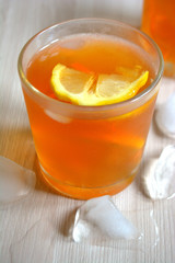 Iced tea with lemon and orange. Refreshment