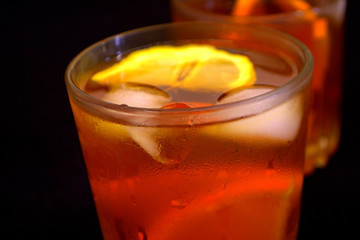 Iced tea with lemon and orange. Refreshment