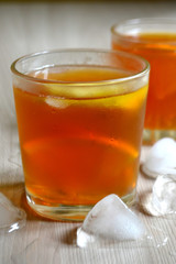 Iced tea with lemon and orange. Refreshment