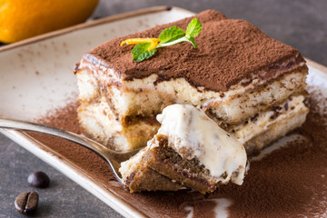 Italian Dessert Tiramisu with Mascarpone Cheese and Espresso Coffee - 204227277