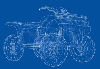 ATV quadbike concept outline. Vector © cherezoff