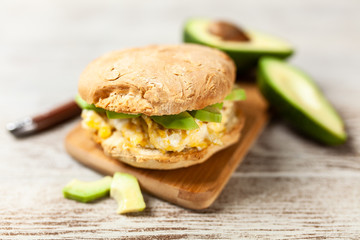 Avocado and egg sandwich