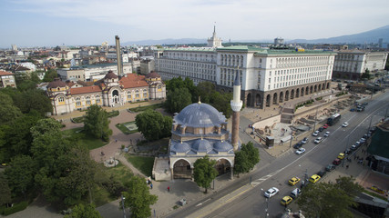 Fototapeta na wymiar Aerial view of Banya Bashi Mosque, Sofia, Bulgaria