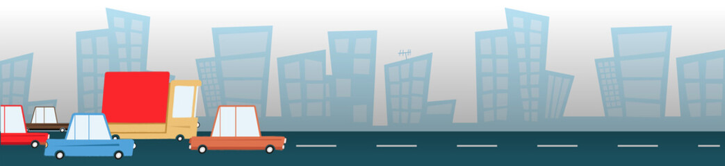 Coches en la ciudad estilo retro