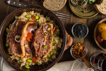 Homemade Lamb Loin Chops with Couscous and Soybean