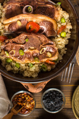 Homemade Lamb Loin Chops with Couscous and Soybean