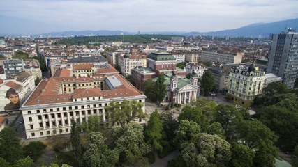 Naklejka na ściany i meble Aerial view of downtown Sofia, Bulgaria