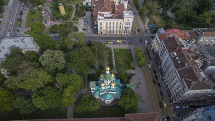 Aerial view of the Russian church, Sofia, Bulgaria