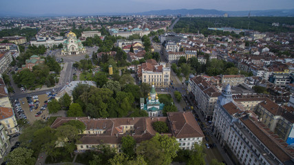Fototapeta na wymiar Aerial view of downtown Sofia, Bulgaria