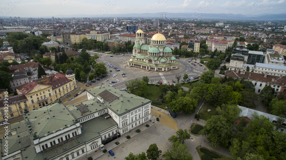 Poster Aerial view of ST. Alexander Nevsky cathedral, Sofia, Bulgaria