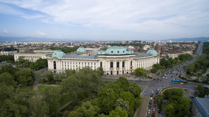 Fototapeta na wymiar Aerial view of Sofia University St. Kliment Ohridski, Sofia, Bulgaria