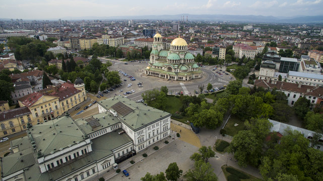 Aerial view of ST. Alexander Nevsky cathedral, Sofia, Bulgaria