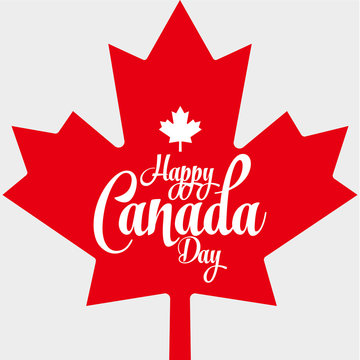 Happy Canada Day Vector Illustration. Red Canadian Leaf Shape Isolated on a white background. Canada Day Holiday Banner Design Template with Red Maple Leaf.