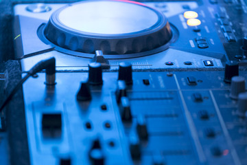 Fototapeta na wymiar DJ equalizer mix board, close up
