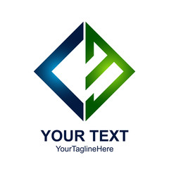 Initial letter CB logo design template element colored green blue square for business and company identity