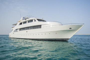 Fototapeta Luxury private motor yacht at sea obraz