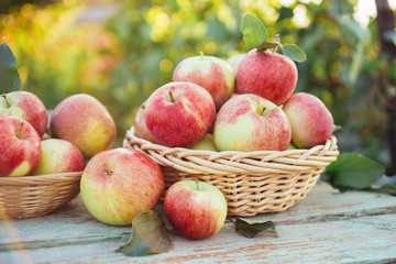 Organic apples in a baskets