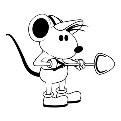 Worker mouse with shovel vector illustration graphic design