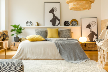 Warm modern bedroom interior