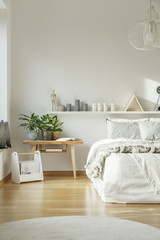 Cozy, white bedroom interior