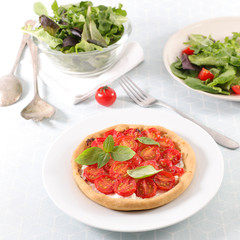 tomato quiche with salad