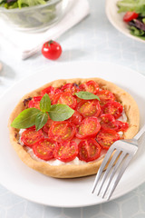 tomato quiche with salad