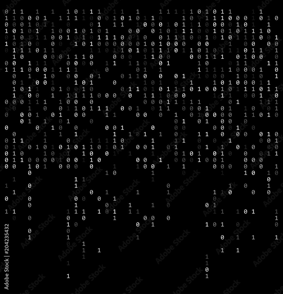 Poster binary digits falling background, abstract 0,1 wallpaper