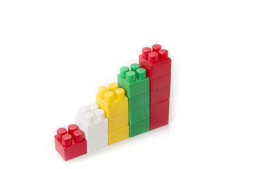 Chart made from color plastic blocks. Competition creativity concept