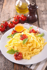 tagliatelle with baked tomato and egg