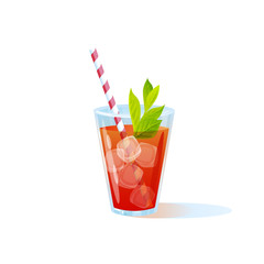 Vector illustration, summer bright cocktail isolated on a white background.