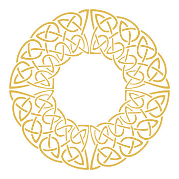 Round celtic knots frame. Traditional medieval frame pattern illustration.