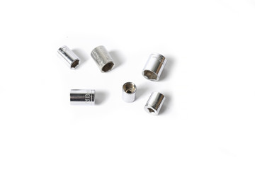 tools for locksmith work for various purposes on a white isolated background