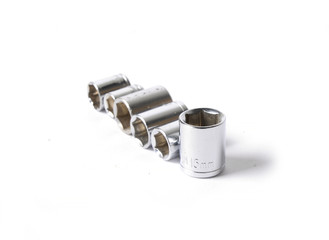 tools for locksmith work for various purposes on a white isolated background