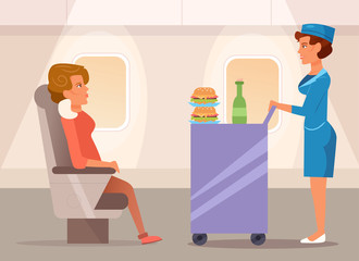 Stewardess with the food