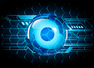 binary circuit board future technology, blue cyber security concept background, abstract hi speed digital internet.motion move blur. Circle eye pixel vector