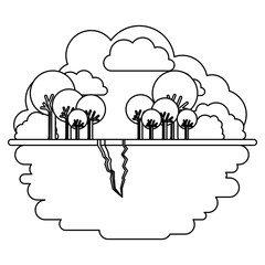 landscape with earthquake crack vector illustration design