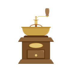 Vector color illustration of a retro of the manual coffee grinder.