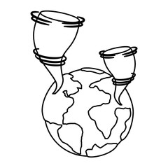 earth planet with twister natural disaster vector illustration design