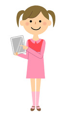 女の子　タブレット