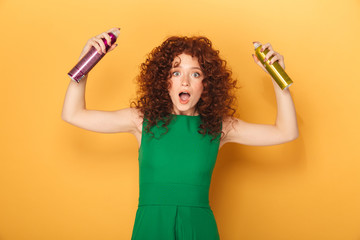 Portrait of a cheerful curly redhead woman