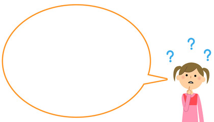 疑問をいだく女の子　吹き出し