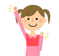 女の子　ガッツポーズ