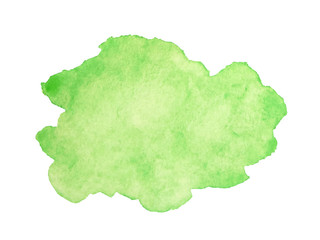 Watercolor green  spot,  vector bright paint stains     