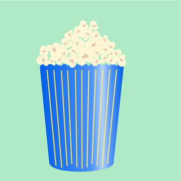 pop corn in blue box ,illustration vector.