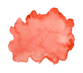 Watercolor red  spot,  vector bright paint stains     
